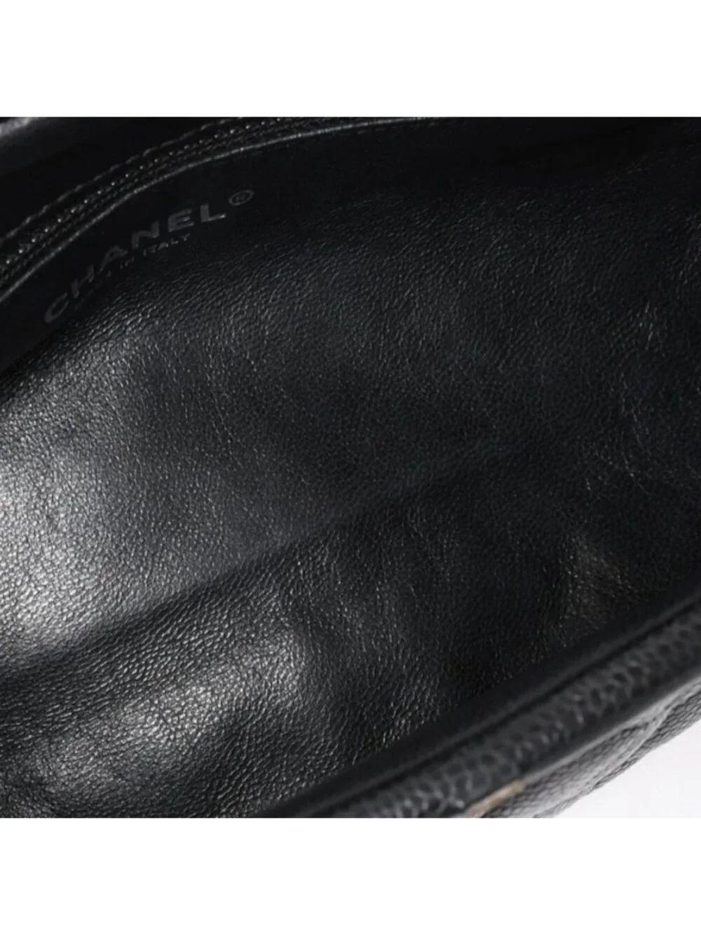 Chanel Timeless Classic Clutch CC Logo Caviar Leather Quilted Silver
